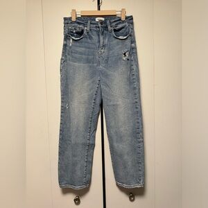 EUC Pistola distressed straight leg high rise light wash denim size 6.